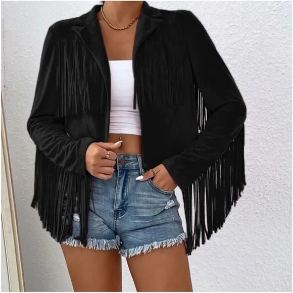 Western Open Front Fringe Boho Jacket - Picture 4 of 8